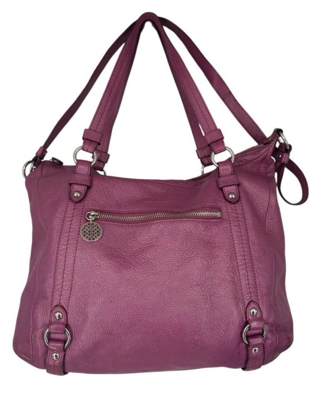 Coach Alexandra Tumbled Leather Purse Magenta F17566 Crossbody Satchel Classic